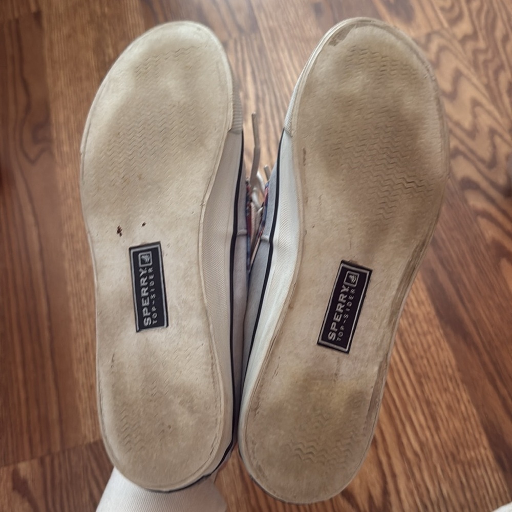 Sperry Plaid White Red Blue Boat Shoes Women’s Size 7.5 — Classic Nautical Style - Picture 5 of 5